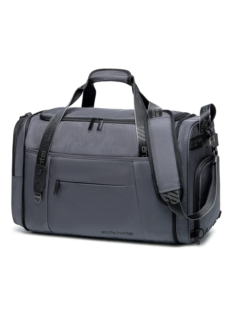 أركتيك هانتر Foldable Duffel Bag Water Resistant Travel Bag with Shoe Compartment with Detachable Shoulder Straps for Men and Women LX0021 Grey