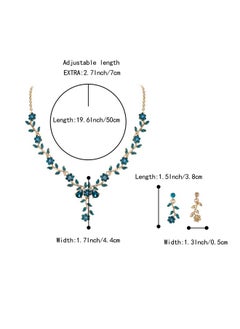 Women'S Wedding Jewelry Leaf Cluster Flower Crystal Dangle Earrings Pendant Necklace Set For Bridal Blue Topaz Gold-Tone - pzsku/Z7B8D2FA4D00823ED4C1DZ/45/_/1735214593/2444b6ed-ffb4-48f2-acee-4542d198bb70