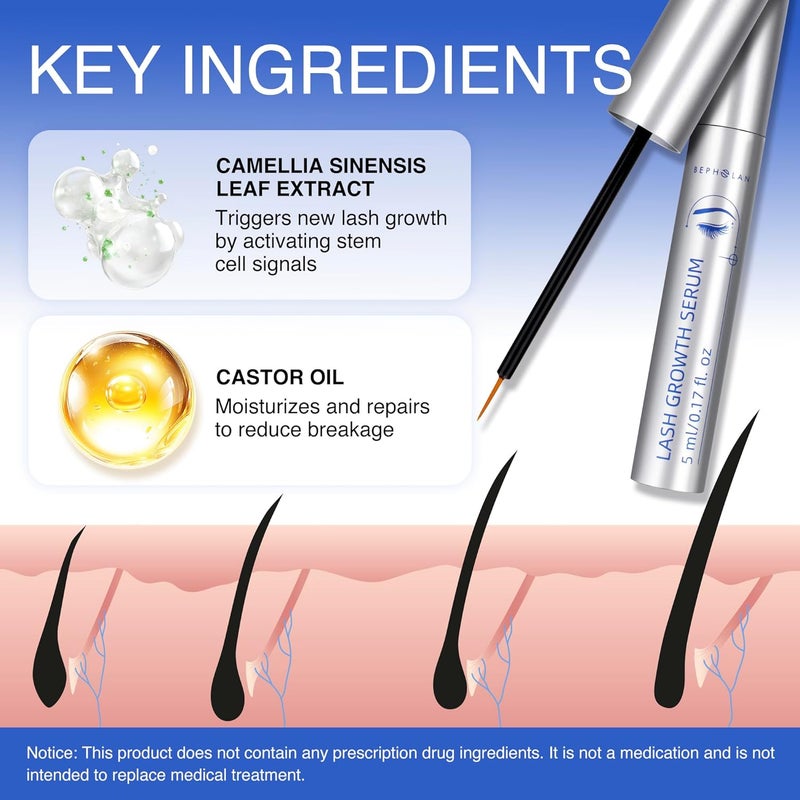 BEPHOLAN Eyelash Growth Serum for Thicker Fuller Longer Bold Eyebrows Premium Serum Grow Lashes with Brow Enhance 5ml - Image 4