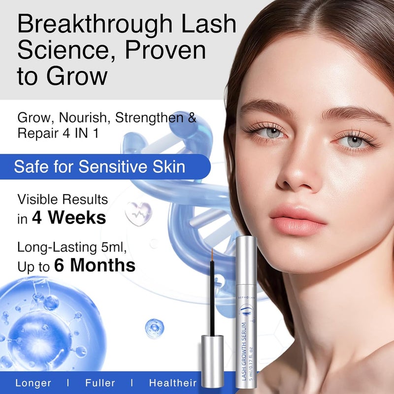BEPHOLAN Eyelash Growth Serum for Thicker Fuller Longer Bold Eyebrows Premium Serum Grow Lashes with Brow Enhance 5ml - Image 2