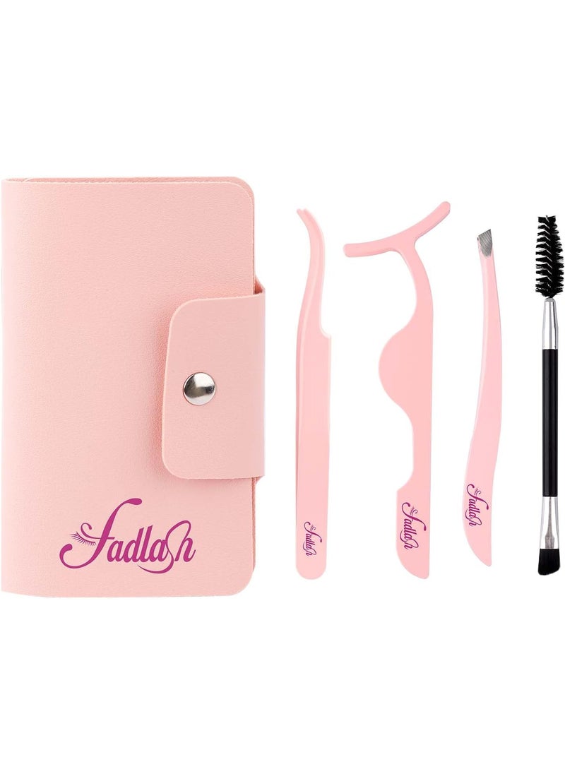 FADLASH - Eyelash Applicator Tool 4-in-1 Lash Applicator Tool Set with Eyelash Extension Tweezers, Brush Eye Lash Applicator Tools DIY Eyelash Extension Tweezers Kit for Beginners Eyelash Extensions Tool - Image 1