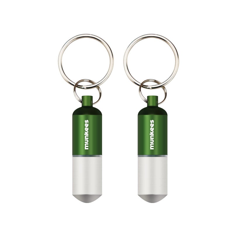 munkees Portable Pill Case Small Waterproof Capsules EDC Keychain Travel Pill Bottle for Camping Hiking Backpacking Compact Valuables Container for Outdoors 2Pack