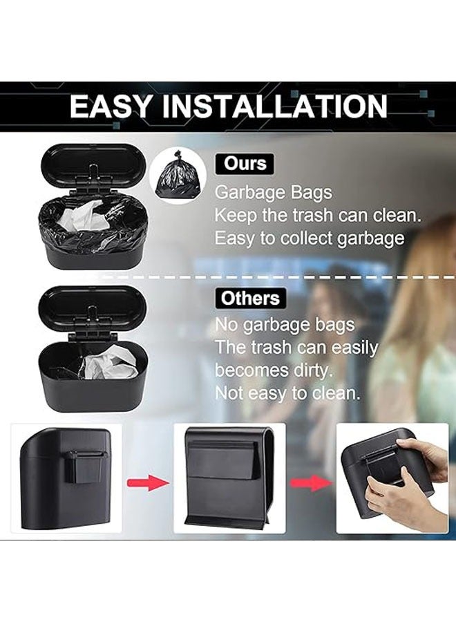 Car Trash Can Bin with Lid and 15PCS Trash Bags Small Car Garbage Can Leak proof Mini Car Accessories Trash Bin Car Dustbin Organizer Container for Car Office Home  - Image 4