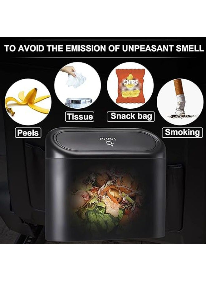 Car Trash Can Bin with Lid and 15PCS Trash Bags Small Car Garbage Can Leak proof Mini Car Accessories Trash Bin Car Dustbin Organizer Container for Car Office Home  - Image 3