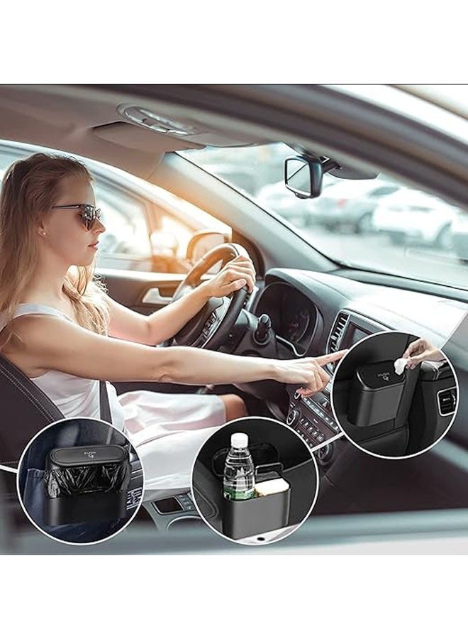 Car Trash Can Bin with Lid and 15PCS Trash Bags Small Car Garbage Can Leak proof Mini Car Accessories Trash Bin Car Dustbin Organizer Container for Car Office Home  - Image 5
