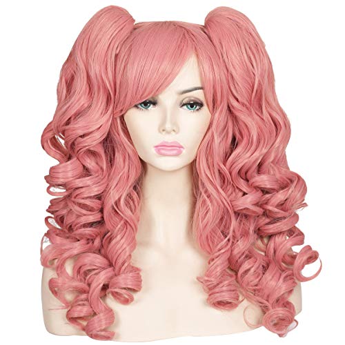 ColorGround Long Curly Cosplay Wig with 2 Ponytails (Pink) - Image 1