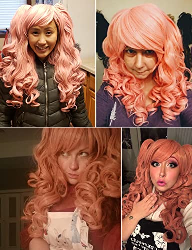 ColorGround Long Curly Cosplay Wig with 2 Ponytails (Pink) - Image 3