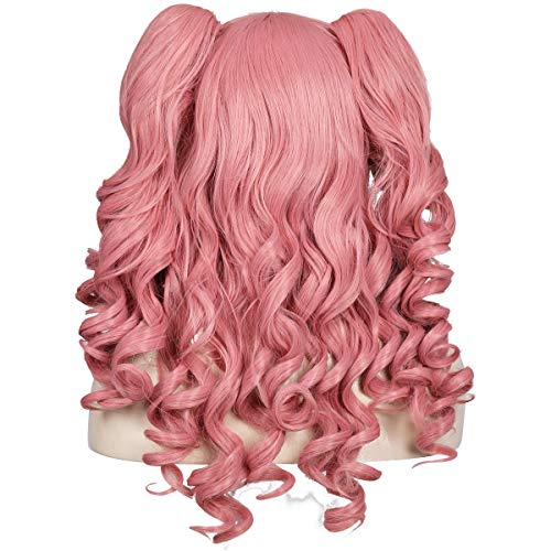 ColorGround Long Curly Cosplay Wig with 2 Ponytails (Pink) - Image 5