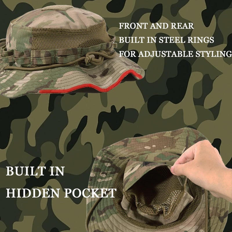 KaneLoo Sun Hat Military Bucket Hats Breathable Boonie Fishing Safari Hat Cap for Men Women Hunting Outdoor Hiking Camping Garden Camo - Image 2