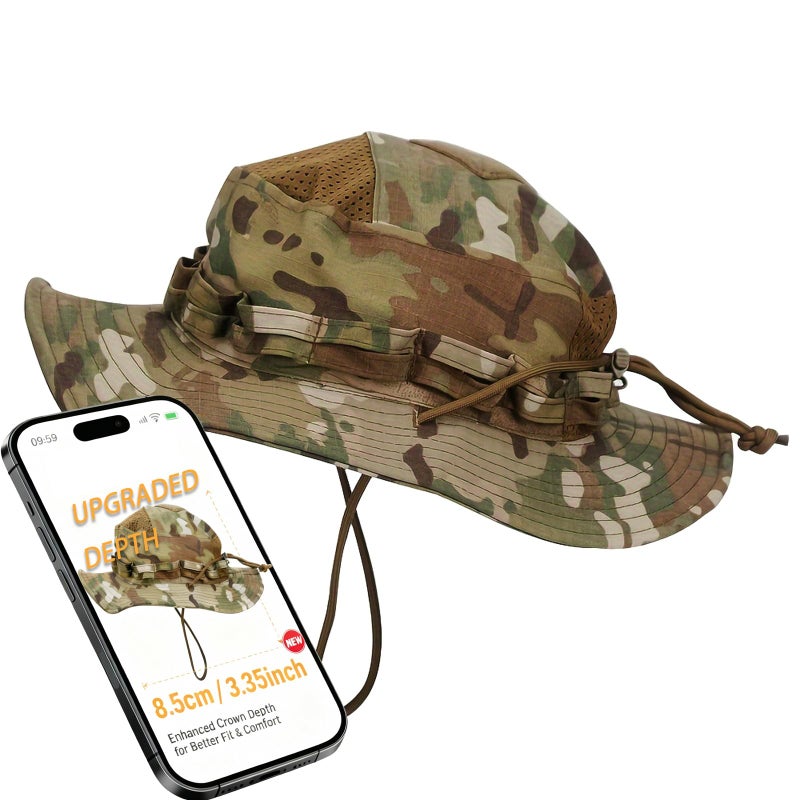 KaneLoo Sun Hat Military Bucket Hats Breathable Boonie Fishing Safari Hat Cap for Men Women Hunting Outdoor Hiking Camping Garden Camo - Image 1