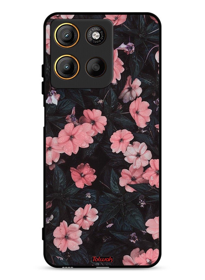 Tolwak Motorola Moto G15 Protective Case Cover Peach Small Roses