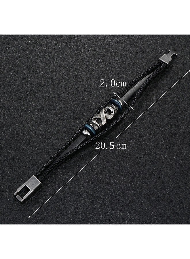 بيوند سوار من جلد البقر متعدد الطبقات من النوع X، سوار سحب حبل أصلي للرجال (بني) - Image 2