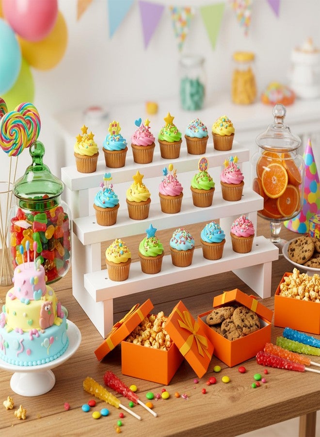 Xosjska 2Pcs Wood Cake Pop Stand 3 Tier Wood Lollipop Holder 17 Hole Sucker Display Riser with Lollipop Sticks & Gold Twist Ties for Dessert Table of Wedding Baby Shower Birthday Party - Image 5