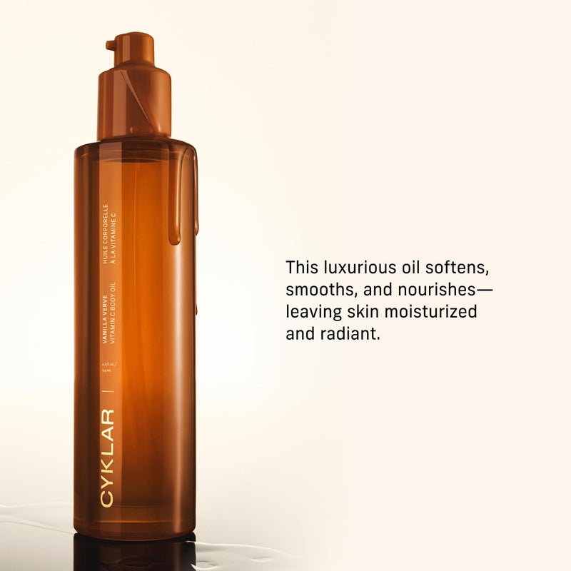CYKLAR Vitamin C Body Oil for Women and Men Moisturizing Vanilla Verve Scented Body Serum for Glowing Skin Nourishing Hydrating AfterShower and Bath Skin Care Moisturizer 42 Fl Oz - Image 3