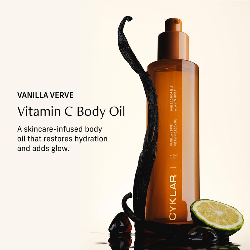 CYKLAR Vitamin C Body Oil for Women and Men Moisturizing Vanilla Verve Scented Body Serum for Glowing Skin Nourishing Hydrating AfterShower and Bath Skin Care Moisturizer 42 Fl Oz - Image 2
