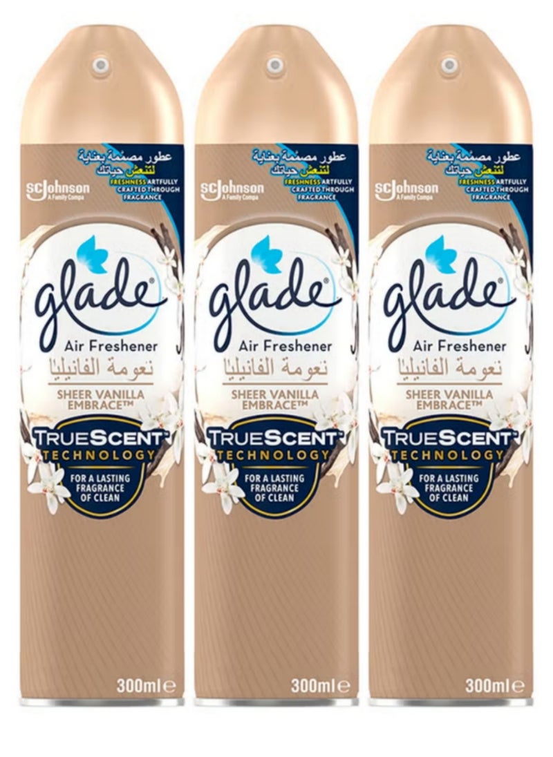 Air freshener spray with a soft vanilla scent 3 x 300 ml