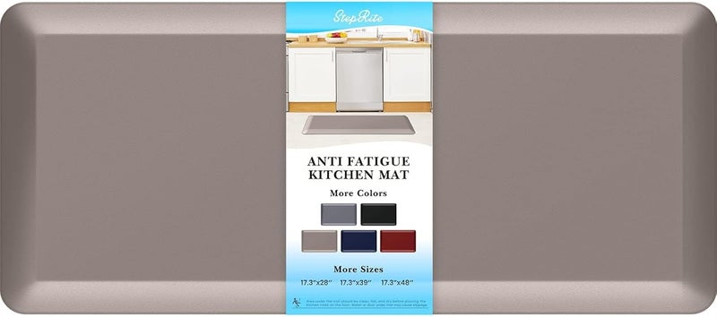 StepRite 4/5 Inch Thick Kitchen Mat Anti Fatigue Mat Kitchen Rugs Kitchen Decor Non-Slip, Stain & Water Resistant, Kitchen Mats Desk Mat for Kitchen, Office, Workshop, Khaki, 17'' x 39'' - Image 1