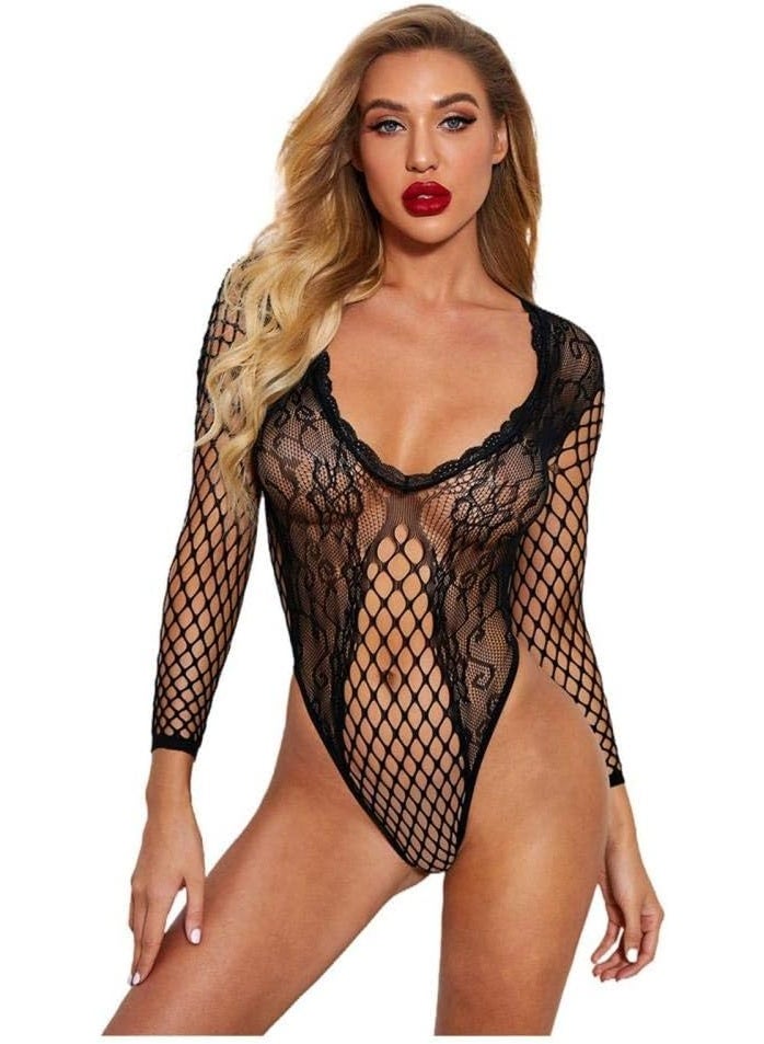 4basix Women's Body Stockings Party Lingerie for Bride Mesh Hollow Lace Hot Drill Pajamas Underwear Mesh Pajamas Womens Sexy Lingerie, One Size - Image 1