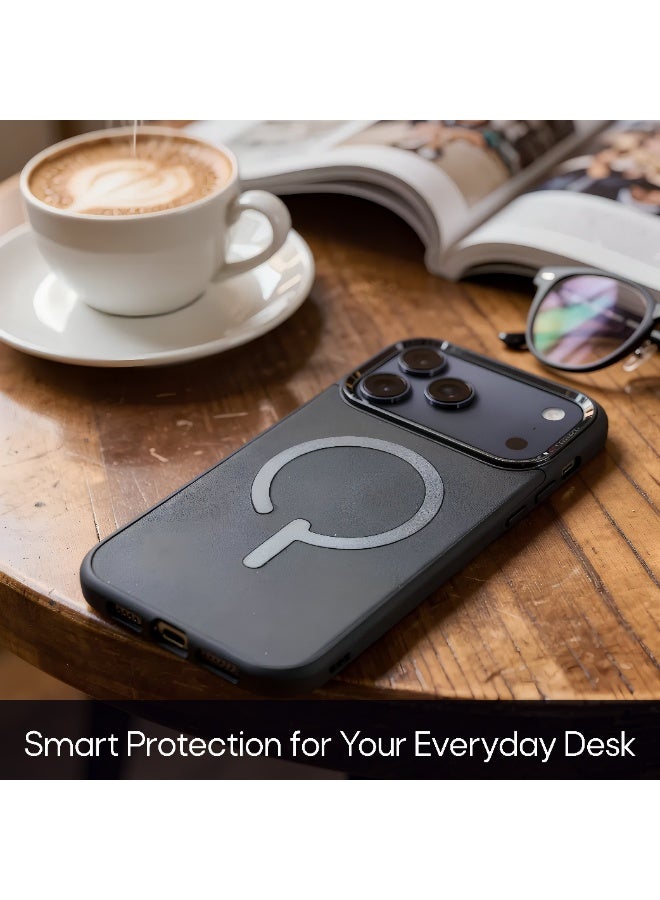 Aztech Magnetic Leather Case for iPhone 17 Pro Max 2025 with Built-in Invisible Kickstand Slim PU Leather Phone Cover Strong Magnetic Ring MagSafe Compatible Aerospace Aluminum Stand Shockproof TPU Frame Wireless Charging Support Raised Camera and Screen Protection Black Premium Protective Case - Image 5