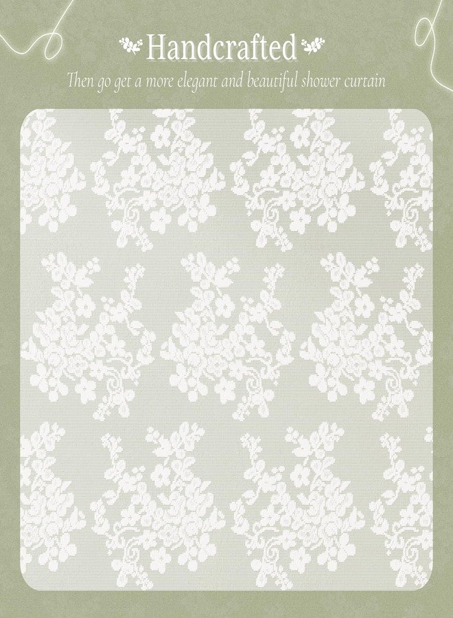 Bathway White Lace Shower Curtain 72x72 Inches, Girly Sheer Vintage Boho Farmhouse Cute Rustic Decorative Lace Shower Curtains for Bathroom, Room dividers, Party Backdrop - Image 2