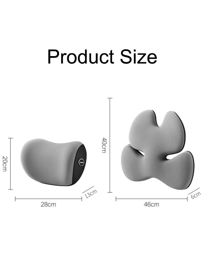 وسادة دعم أسفل الظهر، مسند رأس السيارة، وسادة للرقبة للمكتب، وسادة دعم الظهر مع وسادة من إسفنج الذاكرة، وسادة ظهر لتخفيف آلام الظهر، وسادة تحسين الوضعية - Image 2