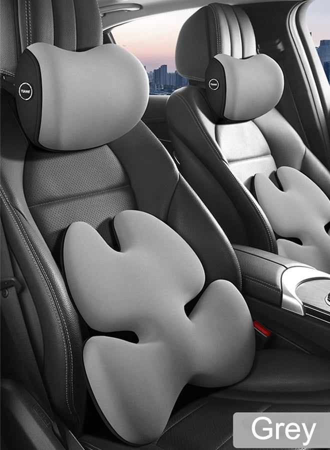 وسادة دعم أسفل الظهر، مسند رأس السيارة، وسادة للرقبة للمكتب، وسادة دعم الظهر مع وسادة من إسفنج الذاكرة، وسادة ظهر لتخفيف آلام الظهر، وسادة تحسين الوضعية - Image 1