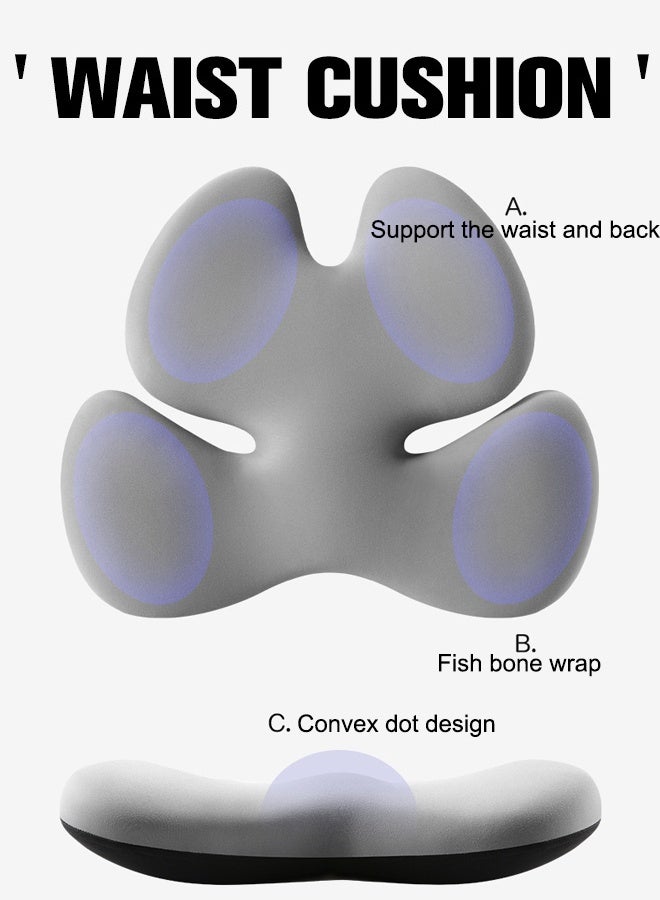 وسادة دعم أسفل الظهر، مسند رأس السيارة، وسادة للرقبة للمكتب، وسادة دعم الظهر مع وسادة من إسفنج الذاكرة، وسادة ظهر لتخفيف آلام الظهر، وسادة تحسين الوضعية - Image 4
