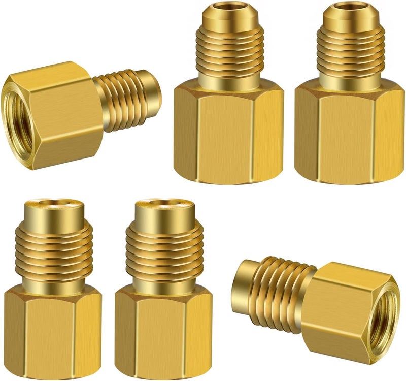 ExcelFu 6 Pieces R134A Brass Refrigerant Tank Adapter Set - Image 1