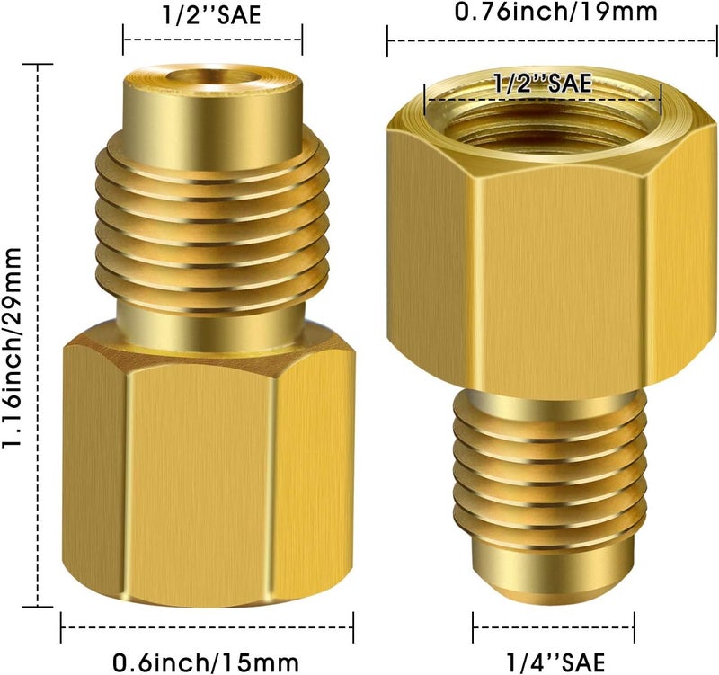 ExcelFu 6 Pieces R134A Brass Refrigerant Tank Adapter Set - Image 2