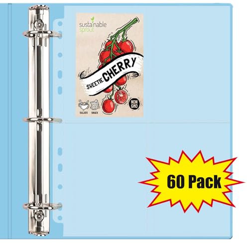 MUQING 60 Pack 240 Pockets Seed Packet Sleeves, Garden Seed Storage Organizer Pages for 3 Ring Binder, Slot Size 3.5"x 5", Sleeves for Seed Protector Holder Container, Postcards Photos Cards - Image 4