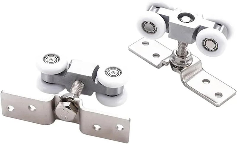 2pcs Sliding Door Roller Hardware Rail Track Pulley 4 Wheels - Image 1