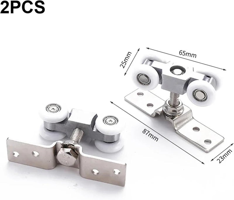 2pcs Sliding Door Roller Hardware Rail Track Pulley 4 Wheels - Image 2