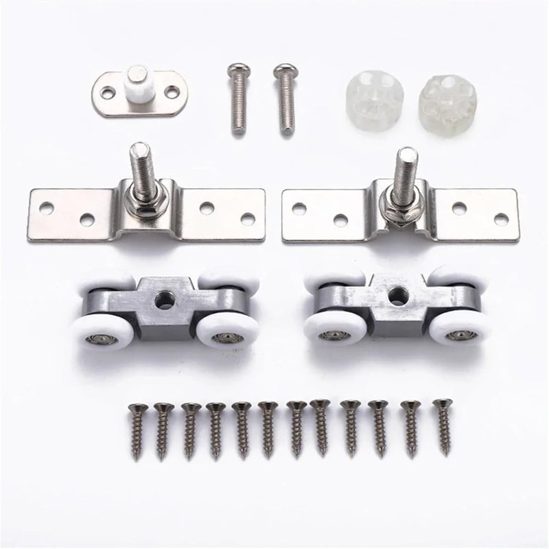 2pcs Sliding Door Roller Hardware Rail Track Pulley 4 Wheels - Image 3