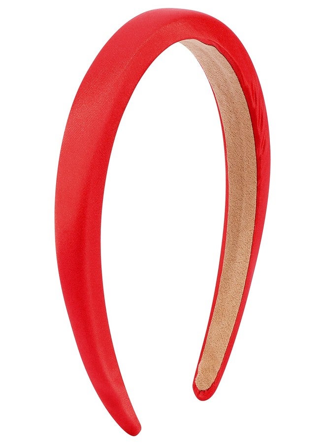 SuPoo Red Headbands for Women Girls Thick Padded Head Band Silk Satin Wide Hair Band Hoops Wide Fashion Sponge Head Bands DIY Hair Accessories for Washing Face Skincare - Image 1