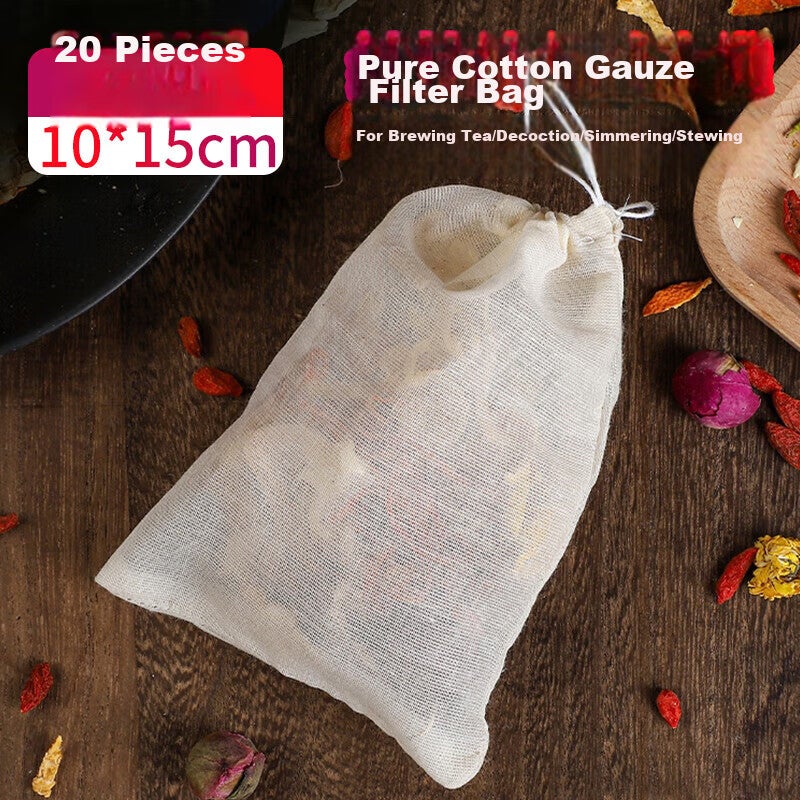 SHUANG YU Cotton Filter Bags, 20 Pieces, Herbal Medicine Bags, Spice And Marinade Pouches, Tea Bags, Drawstring Style, 10*15cm - Image 1