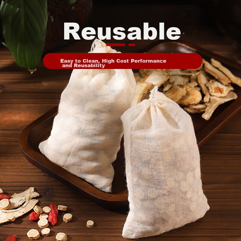 SHUANG YU Cotton Filter Bags, 20 Pieces, Herbal Medicine Bags, Spice And Marinade Pouches, Tea Bags, Drawstring Style, 10*15cm - Image 4