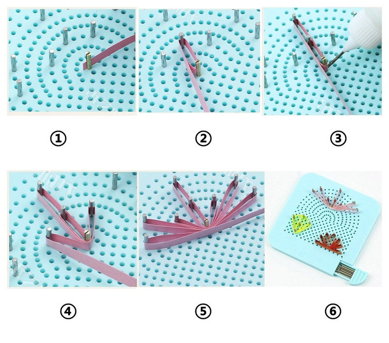 YURROAD Quilling Tool Quil Board with Pins Storage Box, Grid Guide Quilling Board for Making Paper Strips - Image 4