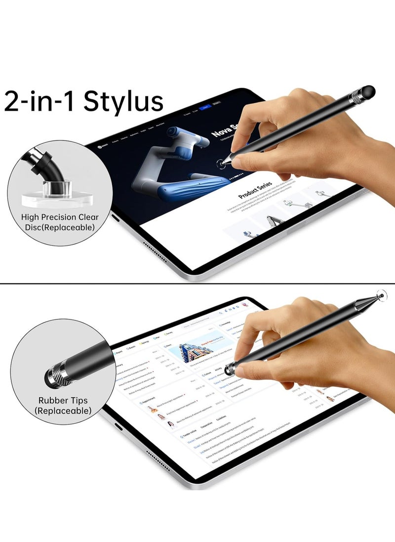 2-in-1 Stylus Pen for Touch Screen, High Precision and Sensitivity, Suitable for iPhone/ipad/Android Tablets, Compatible with All Touch Screens