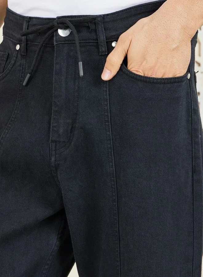 ستايلي Washed Paneled Detail Loose Fit Jeans