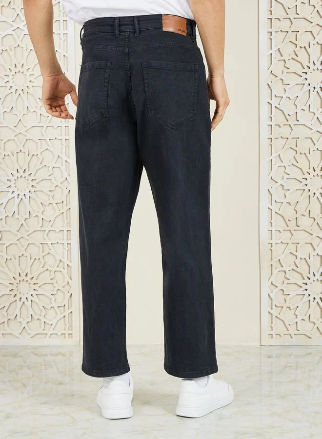 ستايلي Washed Paneled Detail Loose Fit Jeans