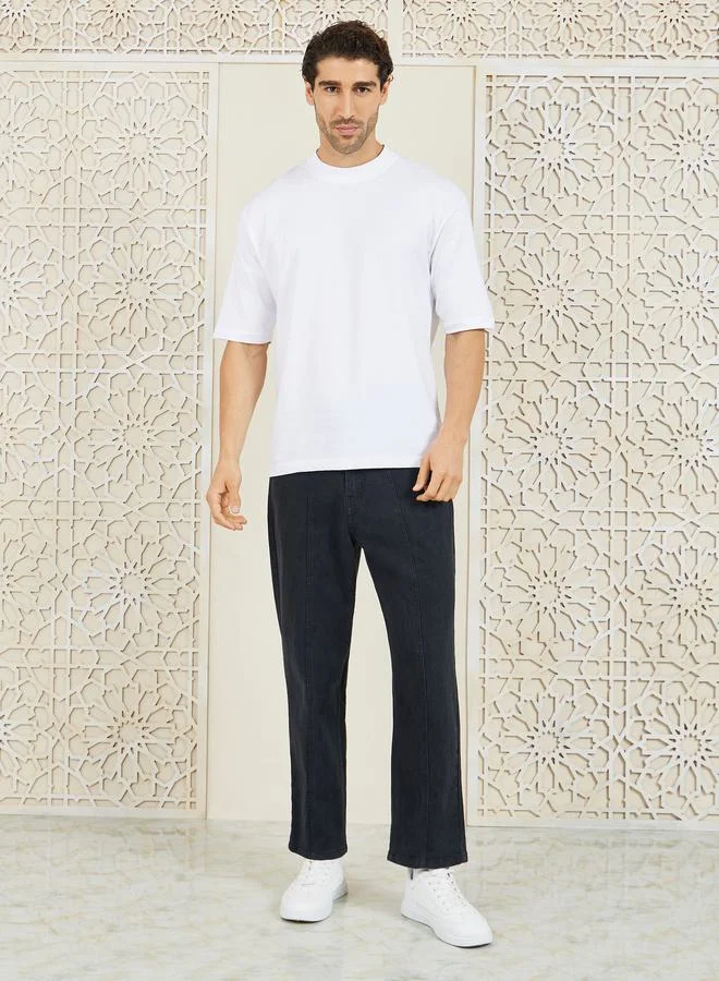 ستايلي Washed Paneled Detail Loose Fit Jeans
