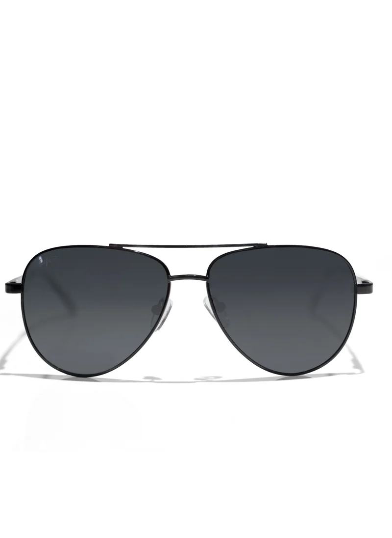 سيلفي Selfie Polarized Black Lense Black Metal Frame Sunglasses, SE8286-C1