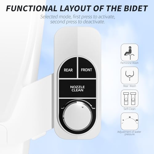 SAMODRA Non-Electric Bidet - Self Cleaning Dual Nozzle (Frontal and Rear Wash) Fresh Water Bidet Toilet Seat Attachment with Independent Adjustable Water Pressure (Classic Black/Silver) - Image 2