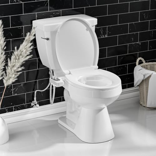 SAMODRA Non-Electric Bidet - Self Cleaning Dual Nozzle (Frontal and Rear Wash) Fresh Water Bidet Toilet Seat Attachment with Independent Adjustable Water Pressure (Classic Black/Silver) - Image 3