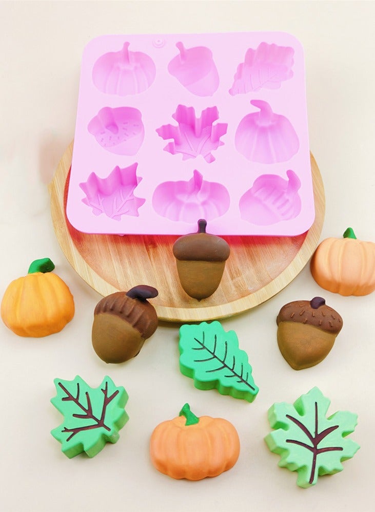 9 ثقوب قالب كعكة السيليكون ورقة القرنطين شكل البلوط الفاكهة قالب مكعب الجليد - Image 1