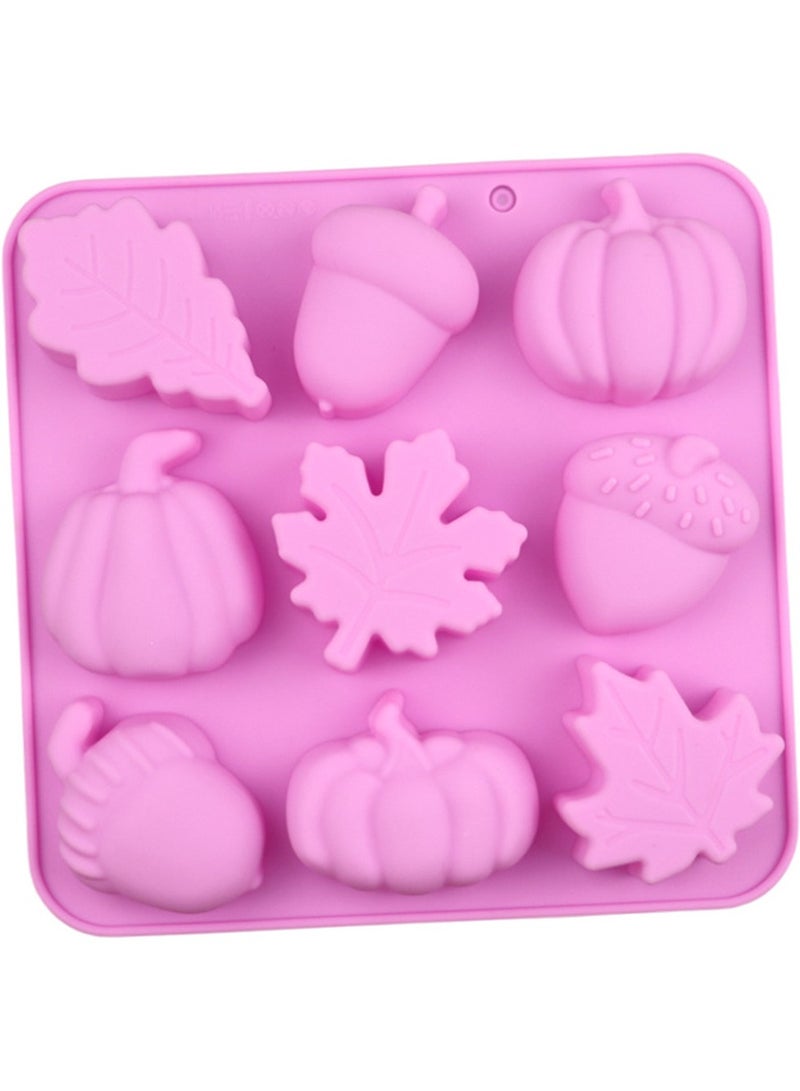 9 ثقوب قالب كعكة السيليكون ورقة القرنطين شكل البلوط الفاكهة قالب مكعب الجليد - Image 4