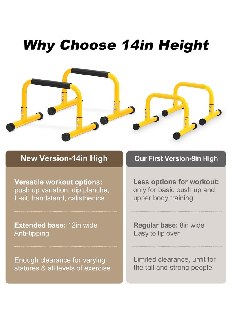 XiuWoo - Push Up Bar, High Steel Parallette Dip Bar with Full Coverage Foam Handle, Heavy-Duty Calisthenics Parallel Bars for L-Sit, Dips, Home Gym Strength Training Workout - Image 1
