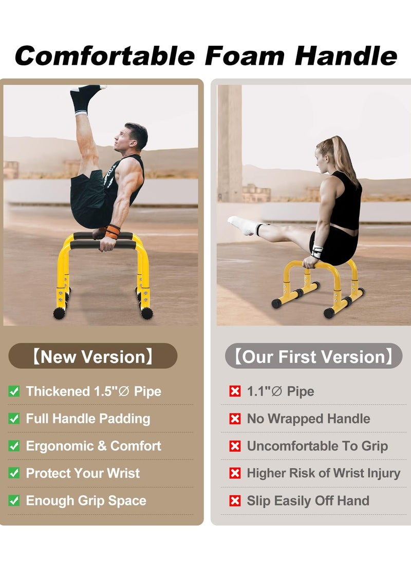 XiuWoo - Push Up Bar, High Steel Parallette Dip Bar with Full Coverage Foam Handle, Heavy-Duty Calisthenics Parallel Bars for L-Sit, Dips, Home Gym Strength Training Workout - Image 1