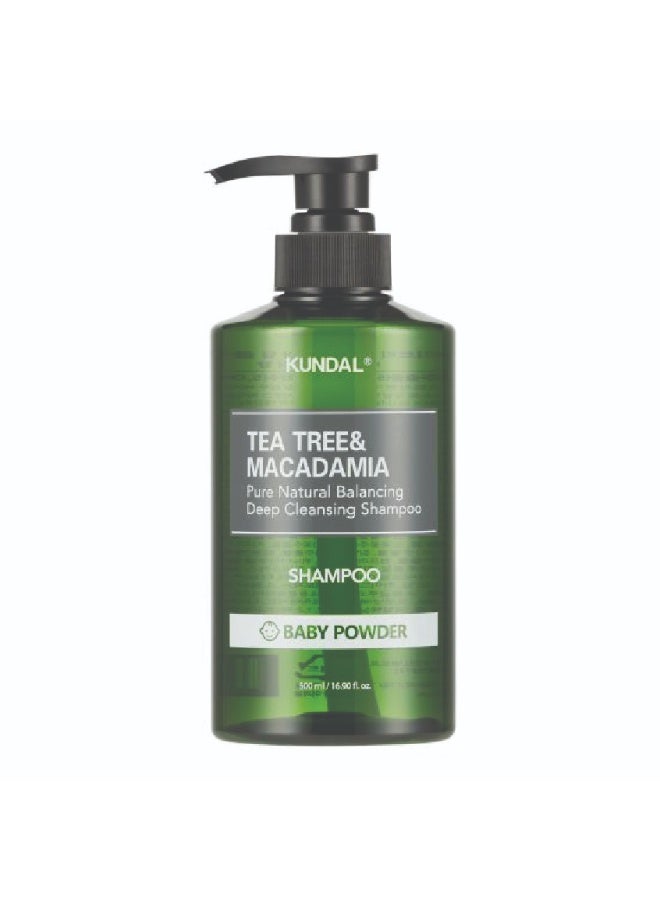 KUNDAL Tea Tree & Macadamia Shampoo - Baby Powder 500 ml - Image 1