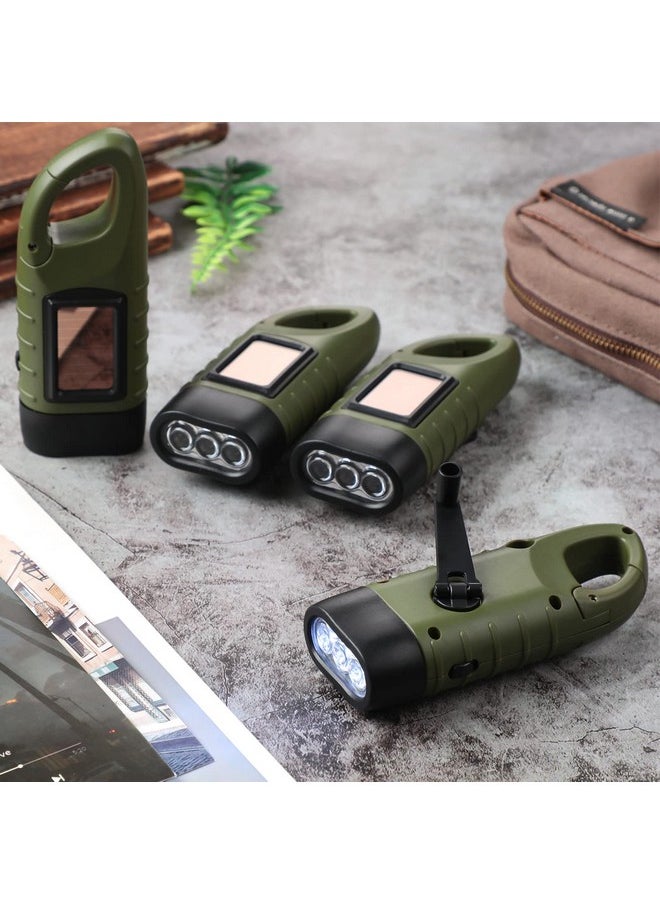 Oudain 4 Pieces Hand Crank Solar Powered Flashlight LED Rechargeable Flashlight Survival Emergency Hand Crank Lantern Snap Carabiner Torch for Outdoor Sports Camping Hiking  - Image 4